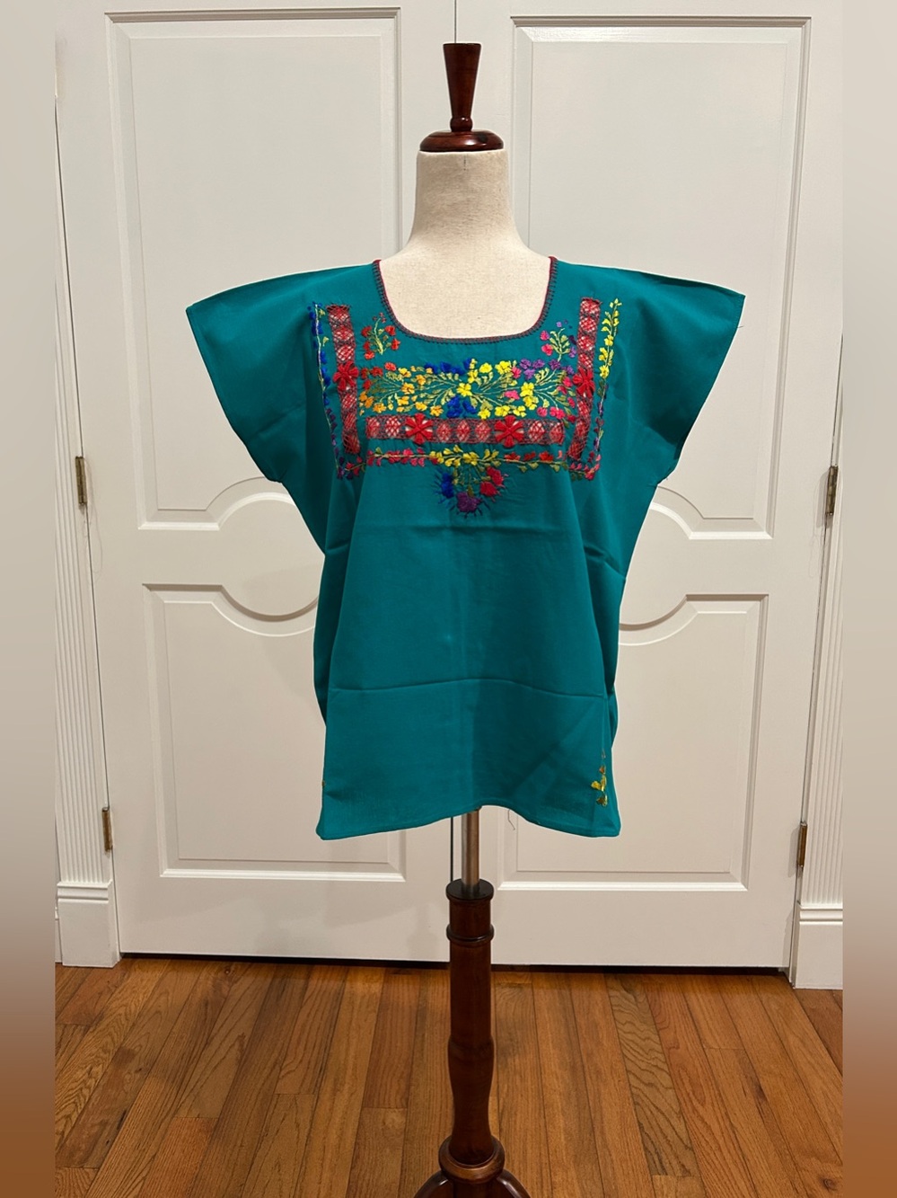 Hand Embroidered and deshilado Artisan Top, Boho,Hippie,Hand Made.One of A Kind.
